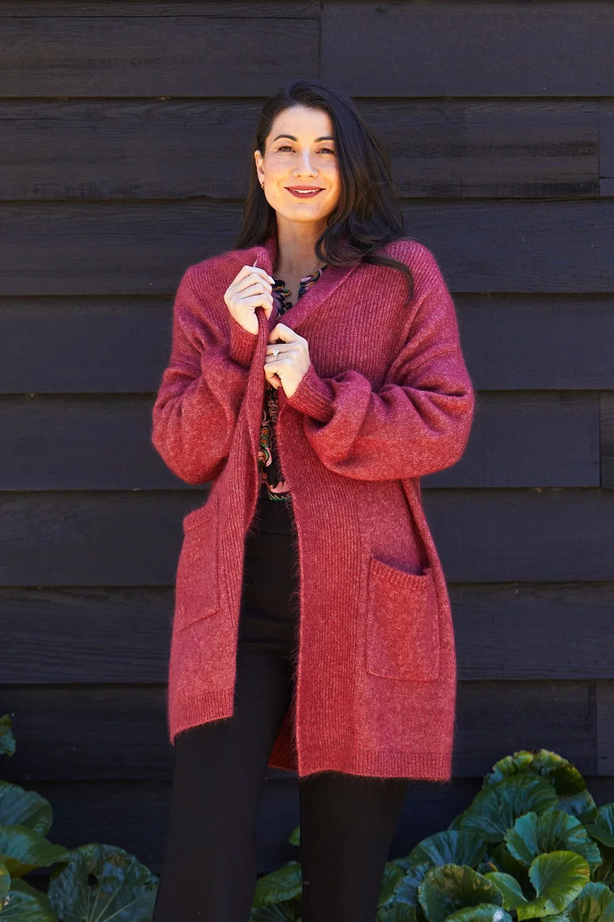 Image of Luxe Long Cardigan in Raisin