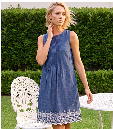 Embroidered Hem Smock Dress