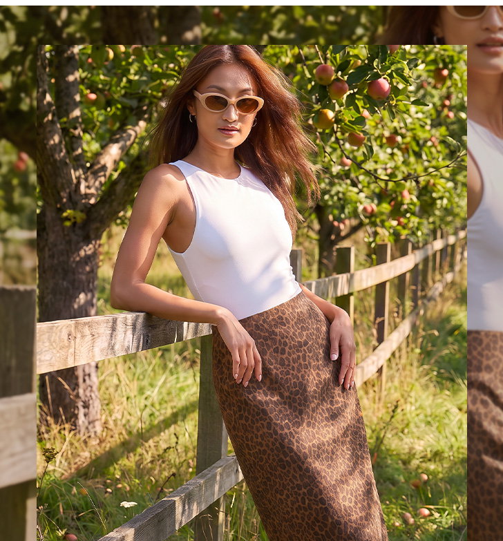 Faux Suede Printed Pencil Skirt