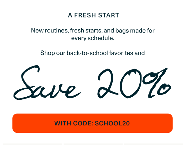 Shop the Back to School Sale - 20% off with code SCHOOL20