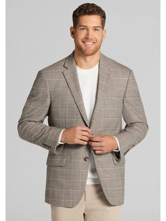 Traveler® COOL<i>MOTION</i> Traditional Fit Windowpane Sportcoat