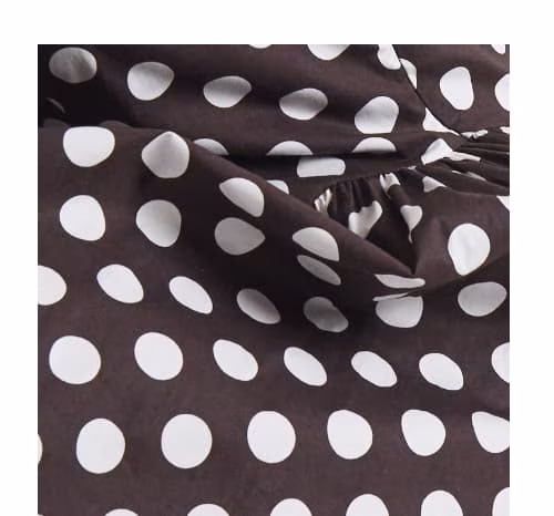 Chocolate Spot Printed Midi Dress material close up
