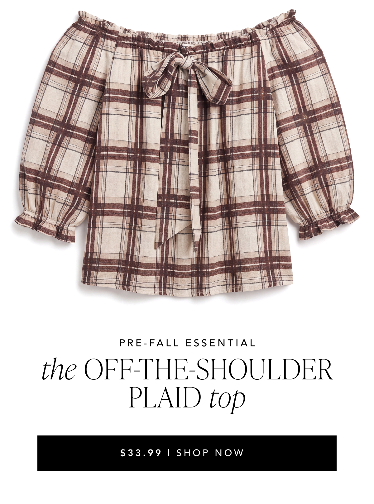 Off The Shoulder Plaid Top