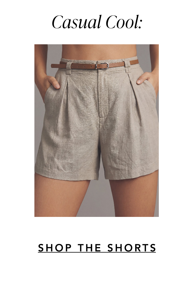 Belted Pleated Linen Shorts