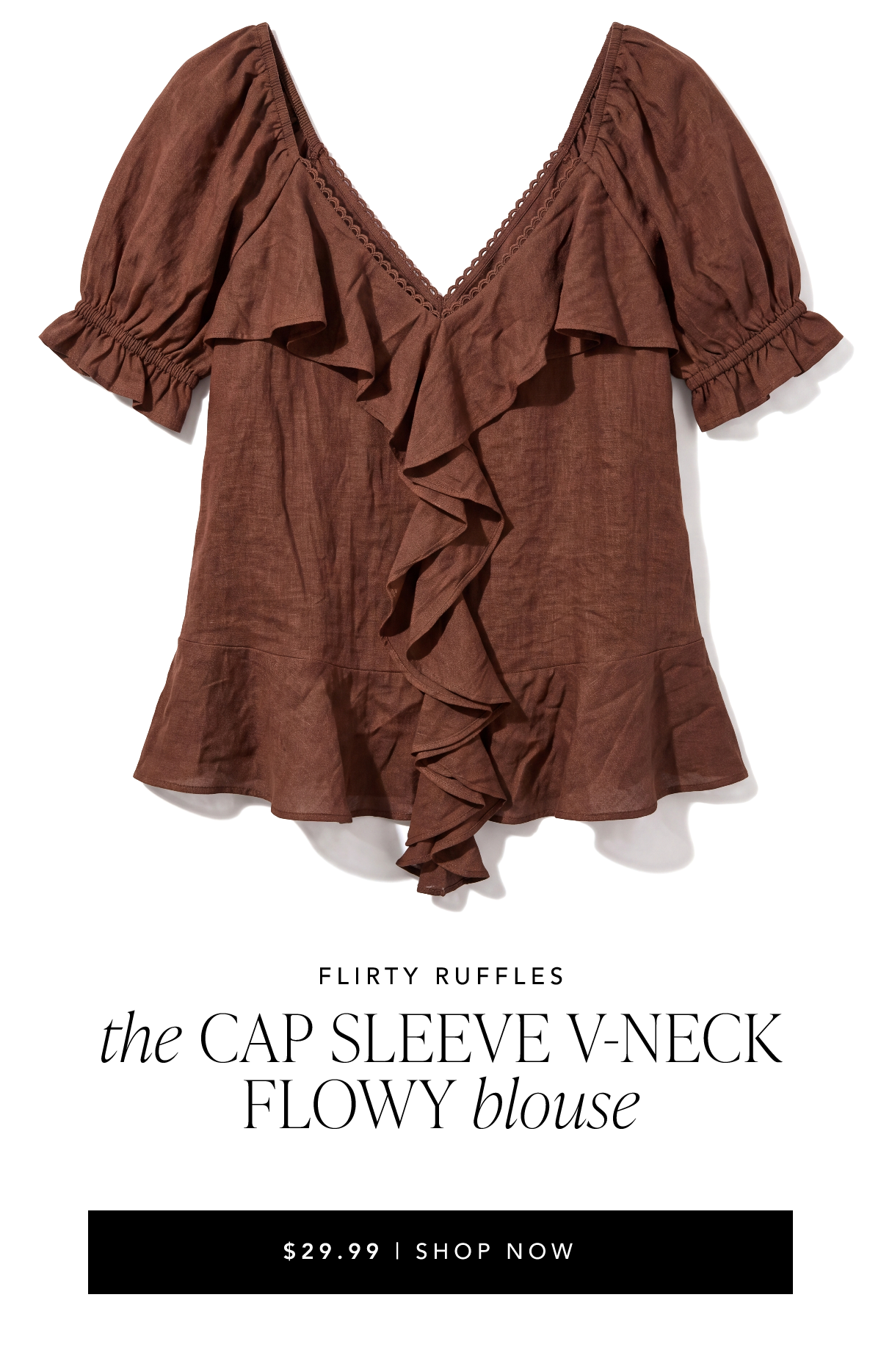 Cap Sleeve V Neck Flowy Top