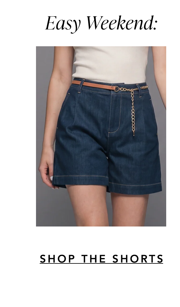 Chain Belt Stretch Denim Shorts