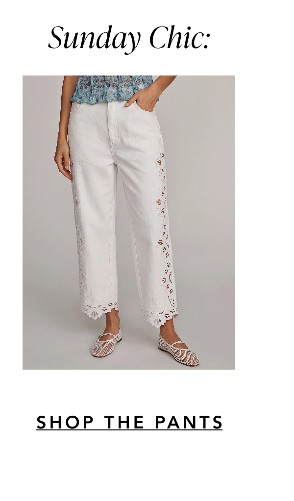 Eyelet Embroidery Cropped Pants