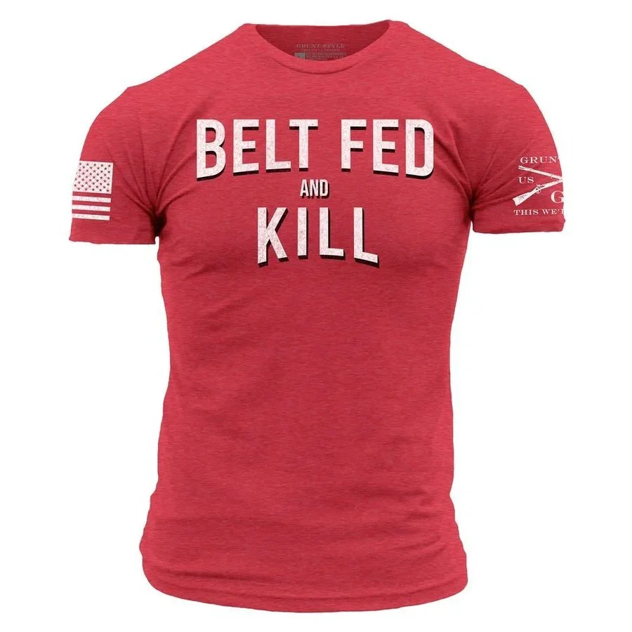 Image of Belt Fed and Kill T-Shirt - Red