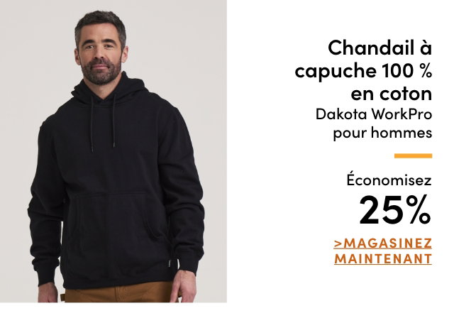 Chandail à capuche 100 % en coton Dakota WorkPro pour hommes économisez 25%
