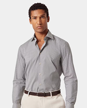 Slim Fit Navy & White Geometric Curtis Shirt