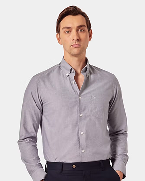 Regular Fit Grey Oxford Shirt
