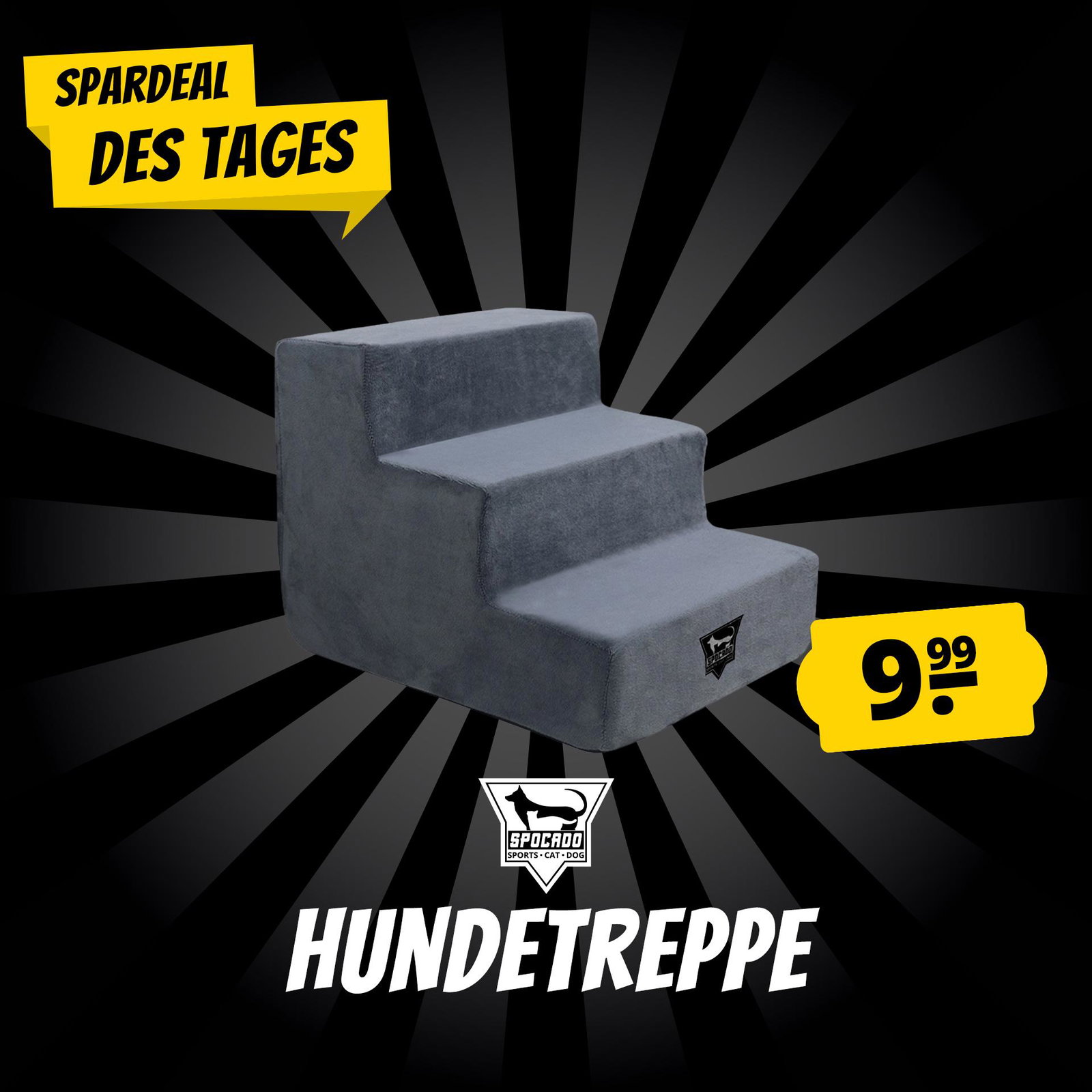 SPOCADO "Albion" Hundetreppe mit Plüschbezug 3-stufig grau