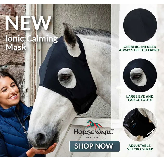 New rambo horseware ionic calming face mask equine therapy