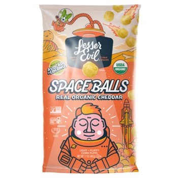 LesserEvil Organic Space Balls Real Cheddar Corn Puffs