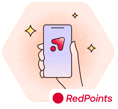 Illustration eines Smartphones mit Benachrichtigung und RedPoints.