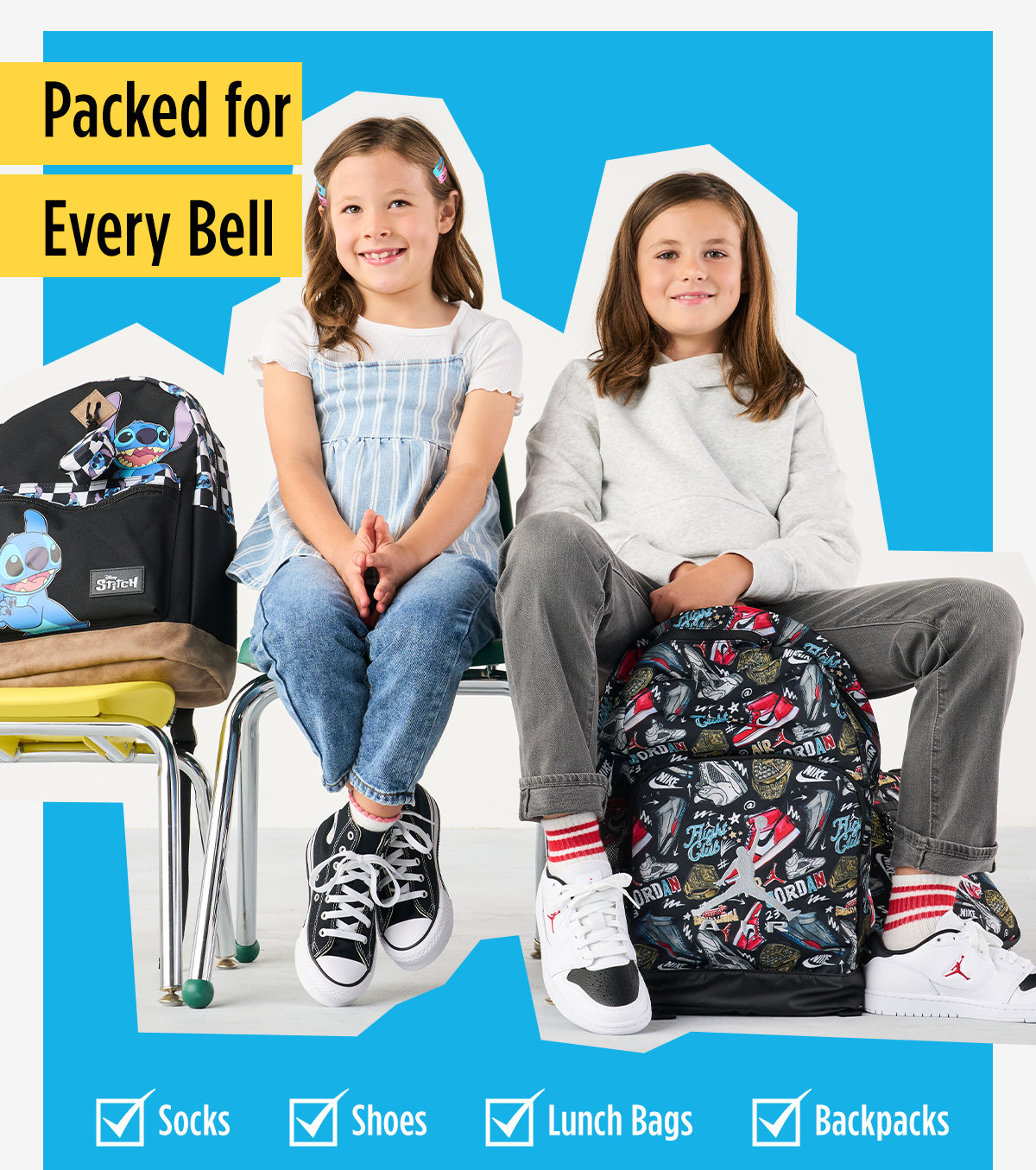 Packed for Every Bell | Lifestyle Image of Sneakers and Back To School Accessories