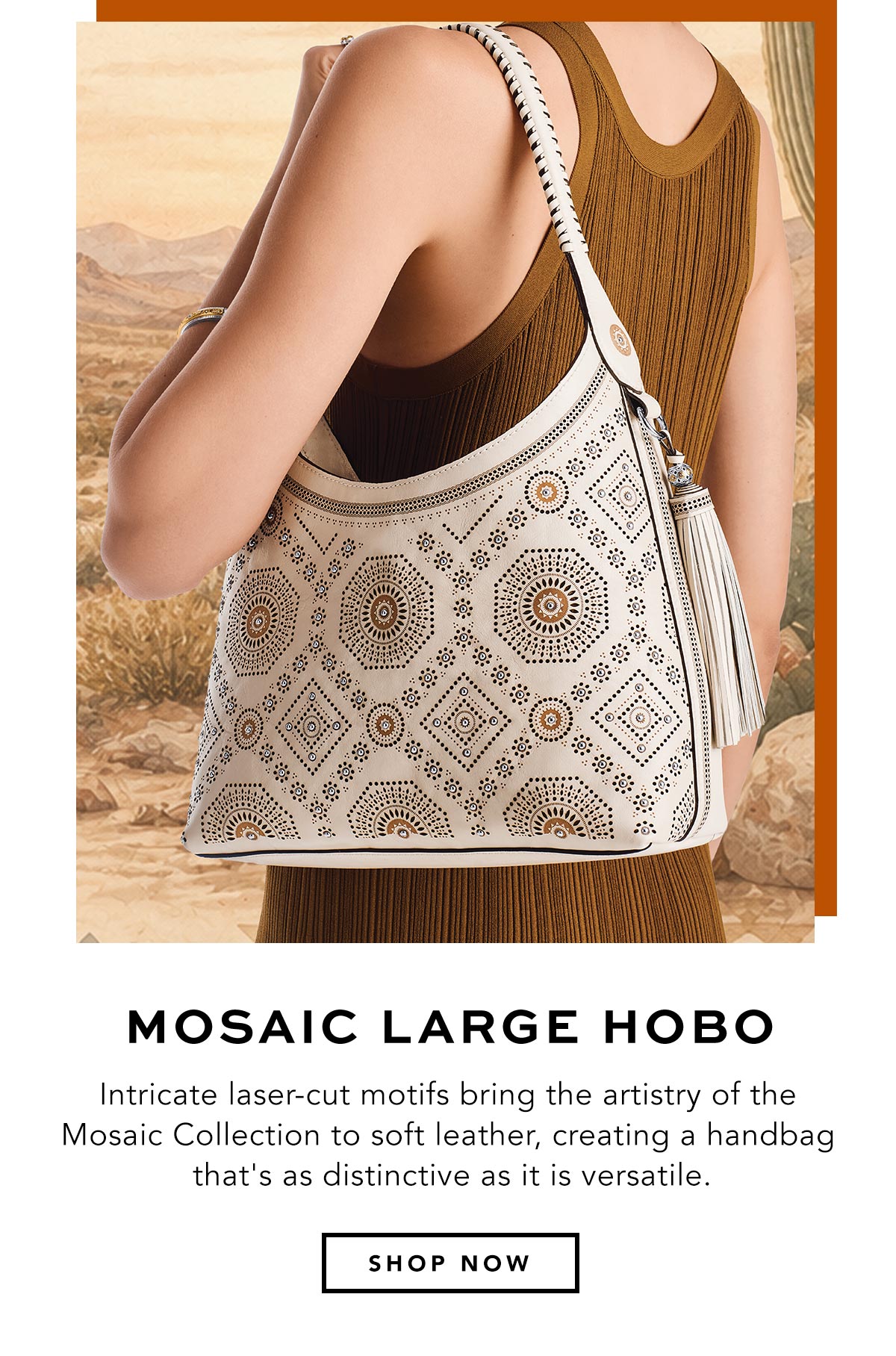 Mosaic Large Hobo - Intricate laser-cut motifs bring the artistry of the Mosaic Collection to soft leather, creating a handbag that's as distinctive as it is versatile. - Shop Now