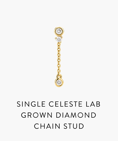 Single Celeste Lab Grown Diamond Chain Stud.