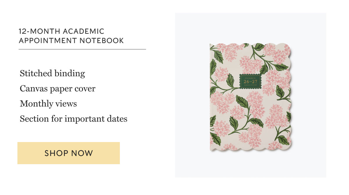12-Month Academic  Appointment Notebook Stitched binding Canvas paper cover Monthly views Section for important dates  Shop now