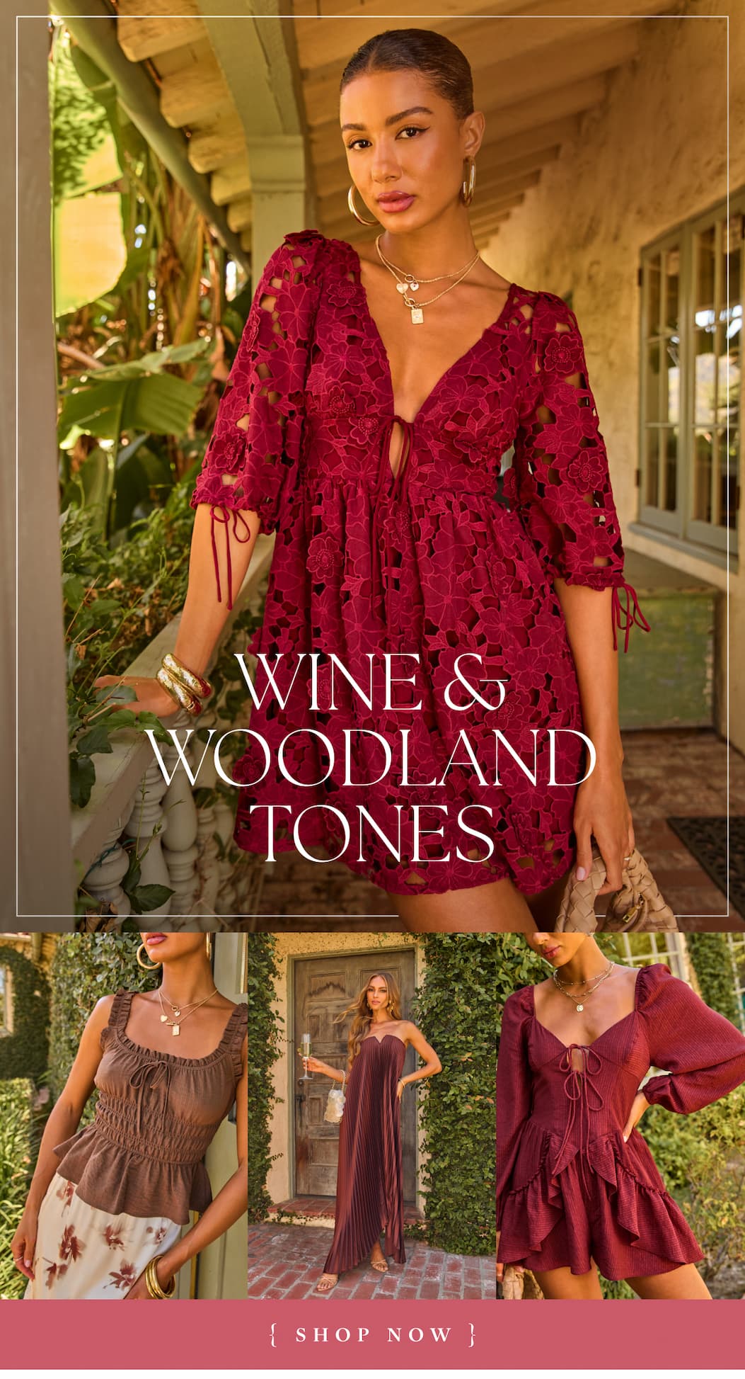 Wine & Woodland Tones. Shop Now