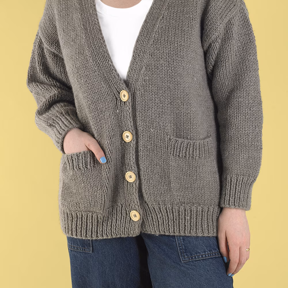 Easy Sunday Cardigan - Free Knitting Pattern for Women in Paintbox Yarns Wool Blend Chunky
