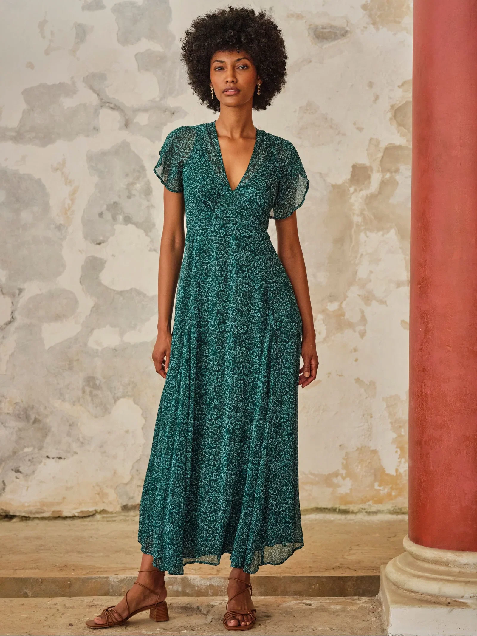 FatFace V&A | FatFace Maisie Green Seaflower Maxi Dress