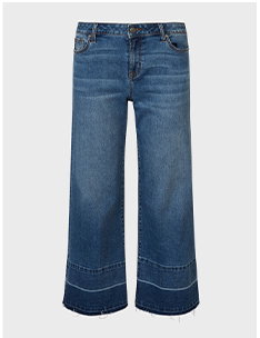 Dark Blue Wash Ankle Length Wide Legged Denim