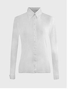 White Cotton Long Sleeve Shirt With Classic Collar and Front Buttons