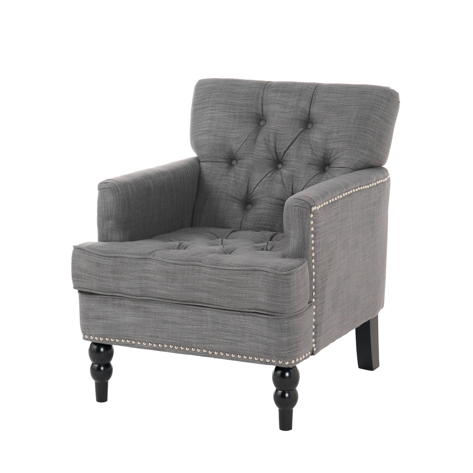 Image of Harrison Tufted Club Chair with Button Tufting and Nailhead Trim