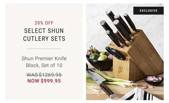20% off Select Shun Cutlery Sets