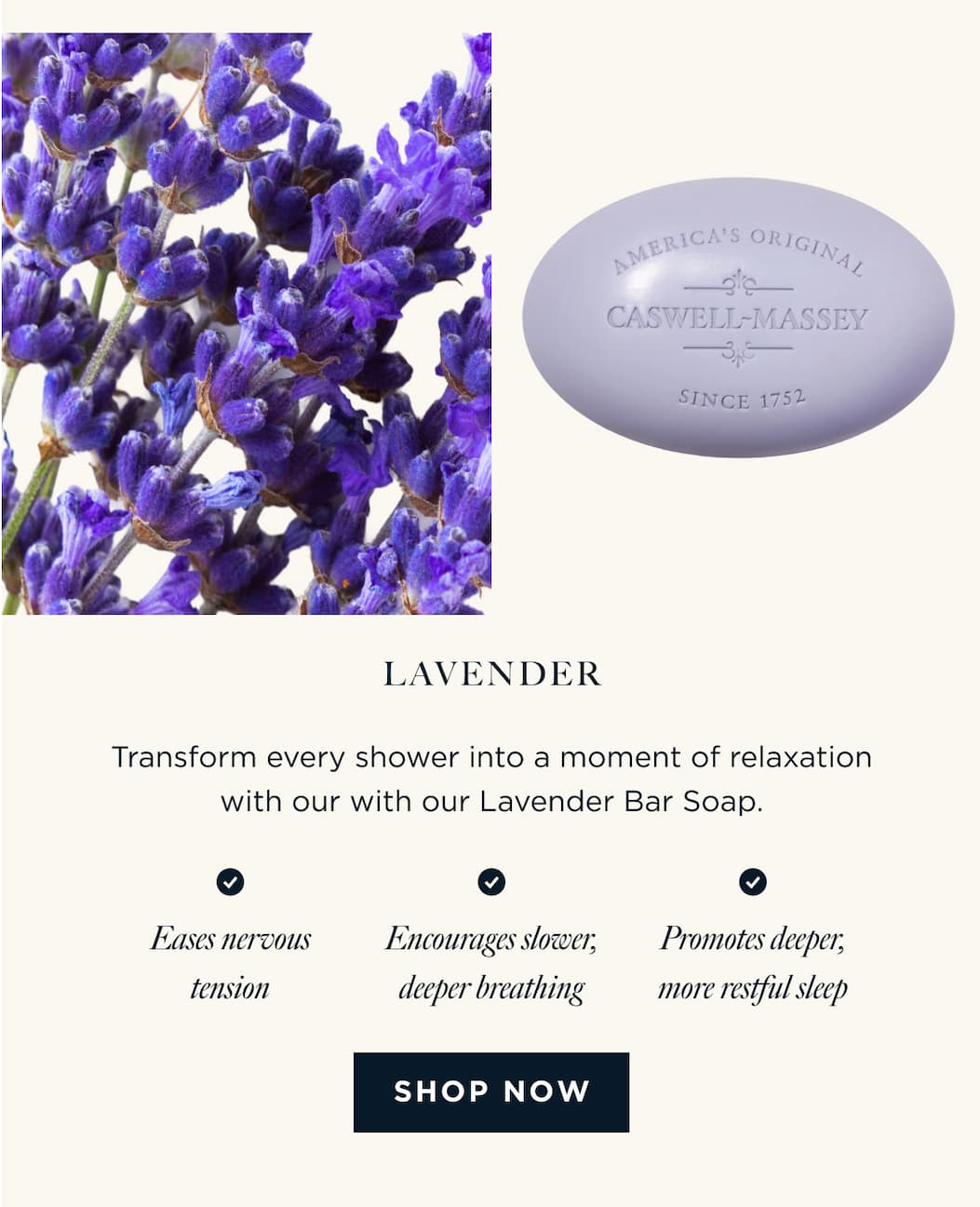 LAVENDER | Transform every shower into a moment of relaxation with our with our Lavender Bar Soap. Eases nervous tension Encourages slower, deeper breathing Promotes deeper, more restful sleep [ SHOP NOW ]