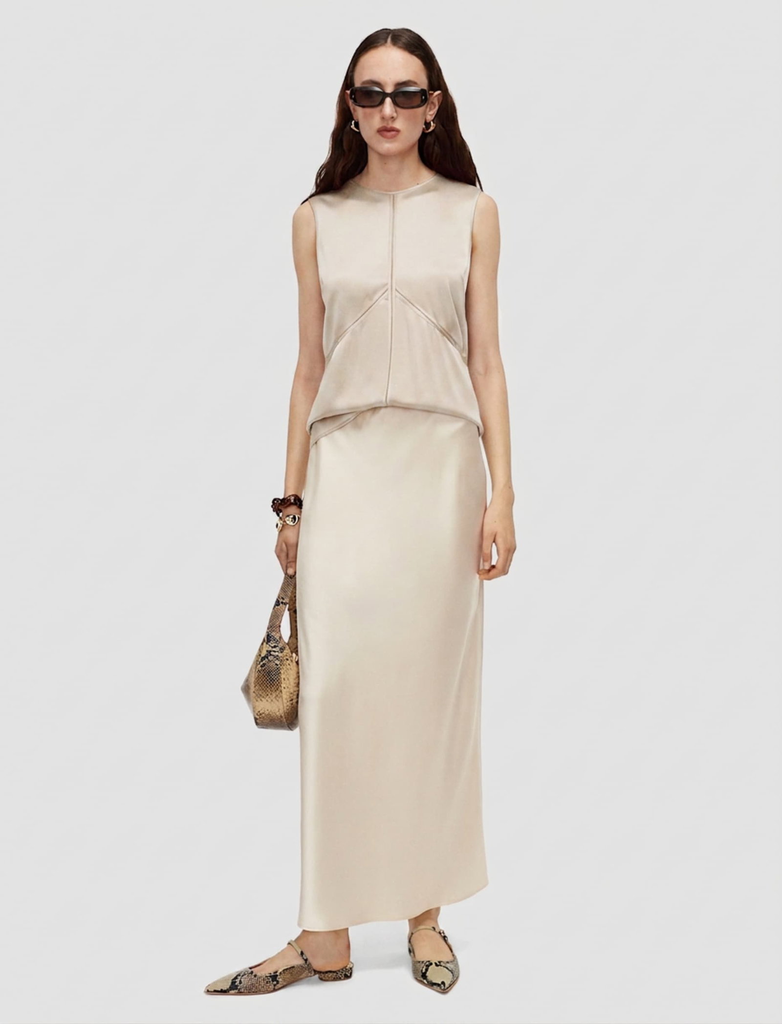 Isaak Long Silk Satin Skirt