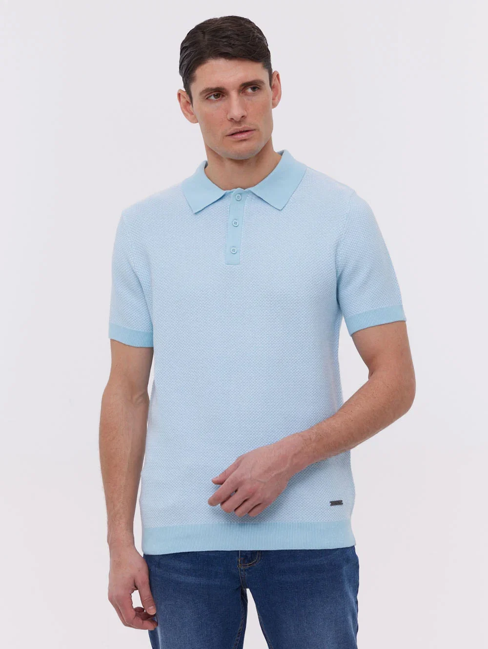 Image of Totti Knit Polo Shirt - Blue