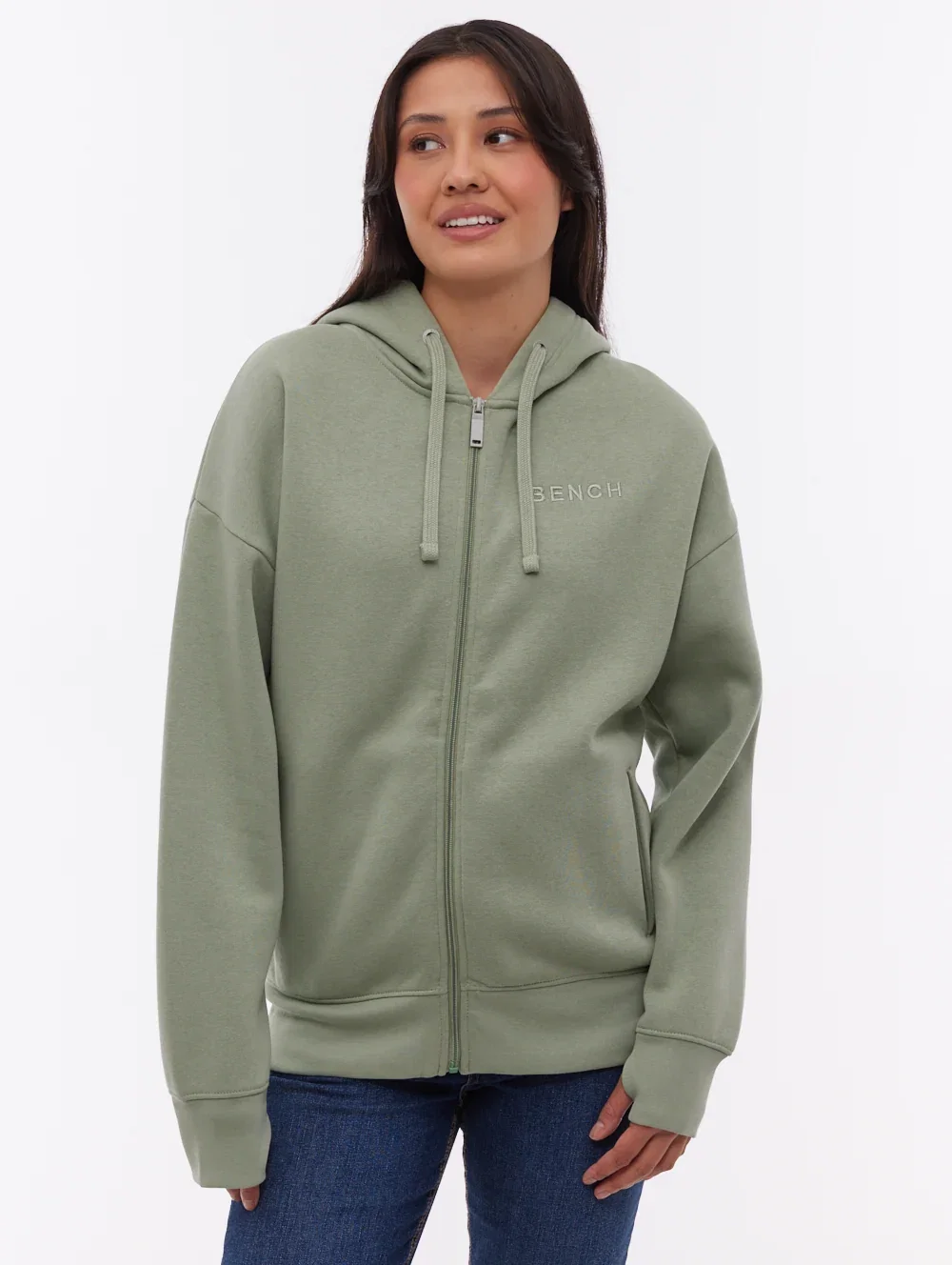 Image of Temra Back Logo Zip-Up Hoodie - Green