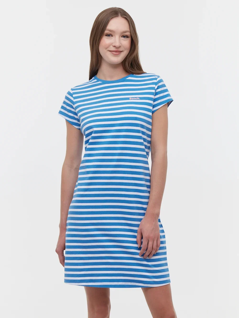 Image of Mabelle Striped T-Shirt Midi Dress - Blue