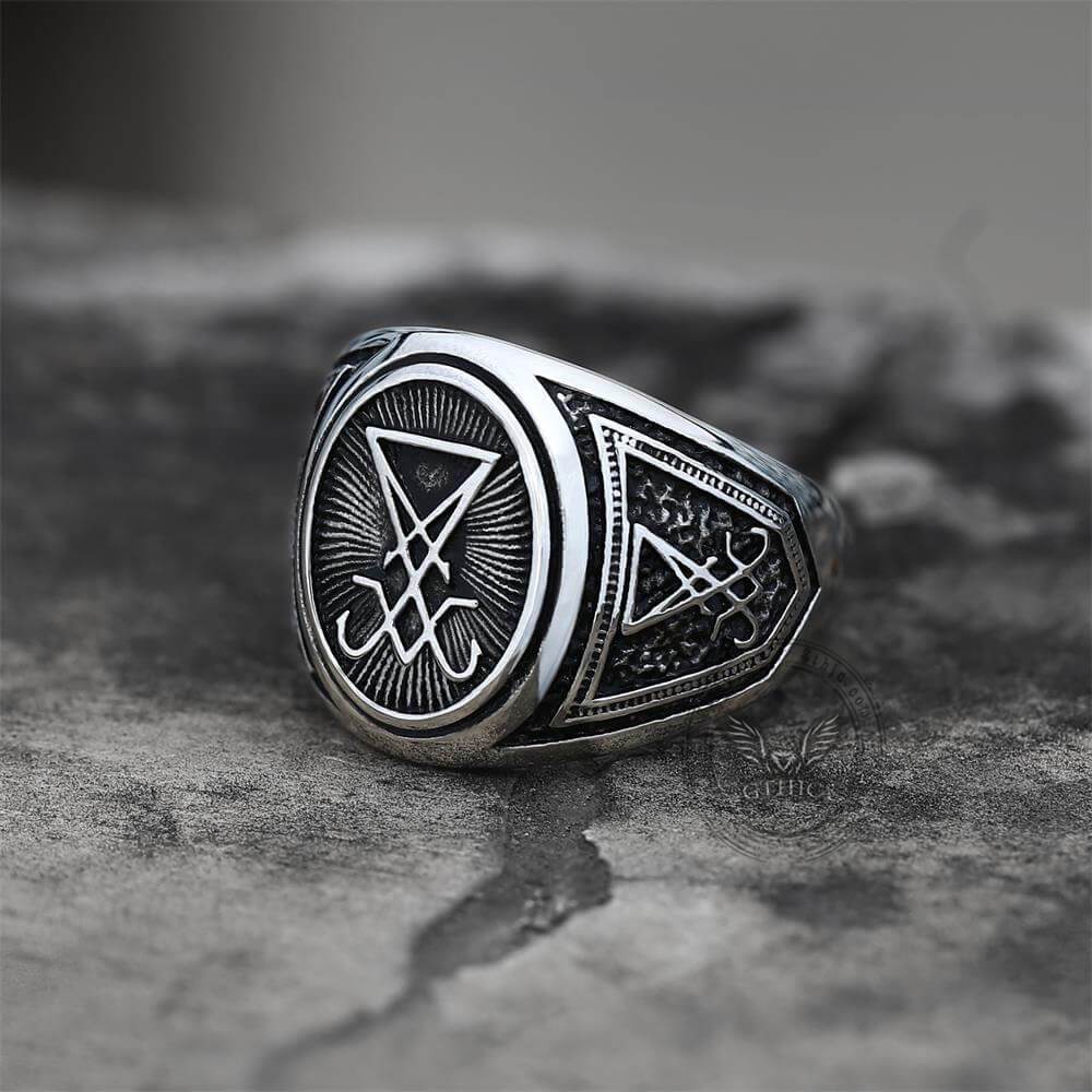 Image of GTHIC Sigil Of Lucifer Stainless Steel Ring