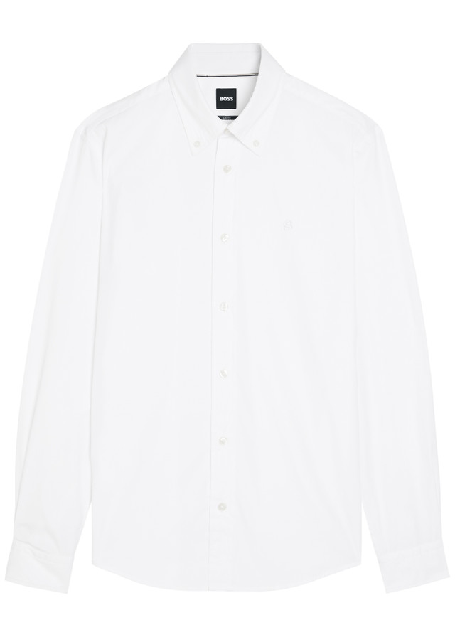 BOSS Roan logo-embroidered cotton-poplin shirt