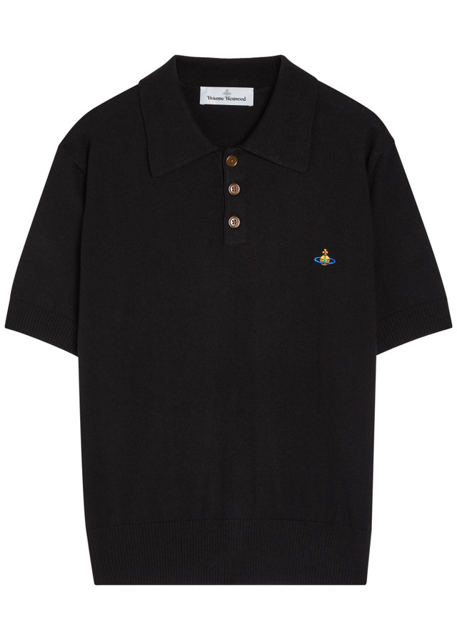 VIVIENNE WESTWOOD Logo-embroidered wool and cashmere-blend polo shirt