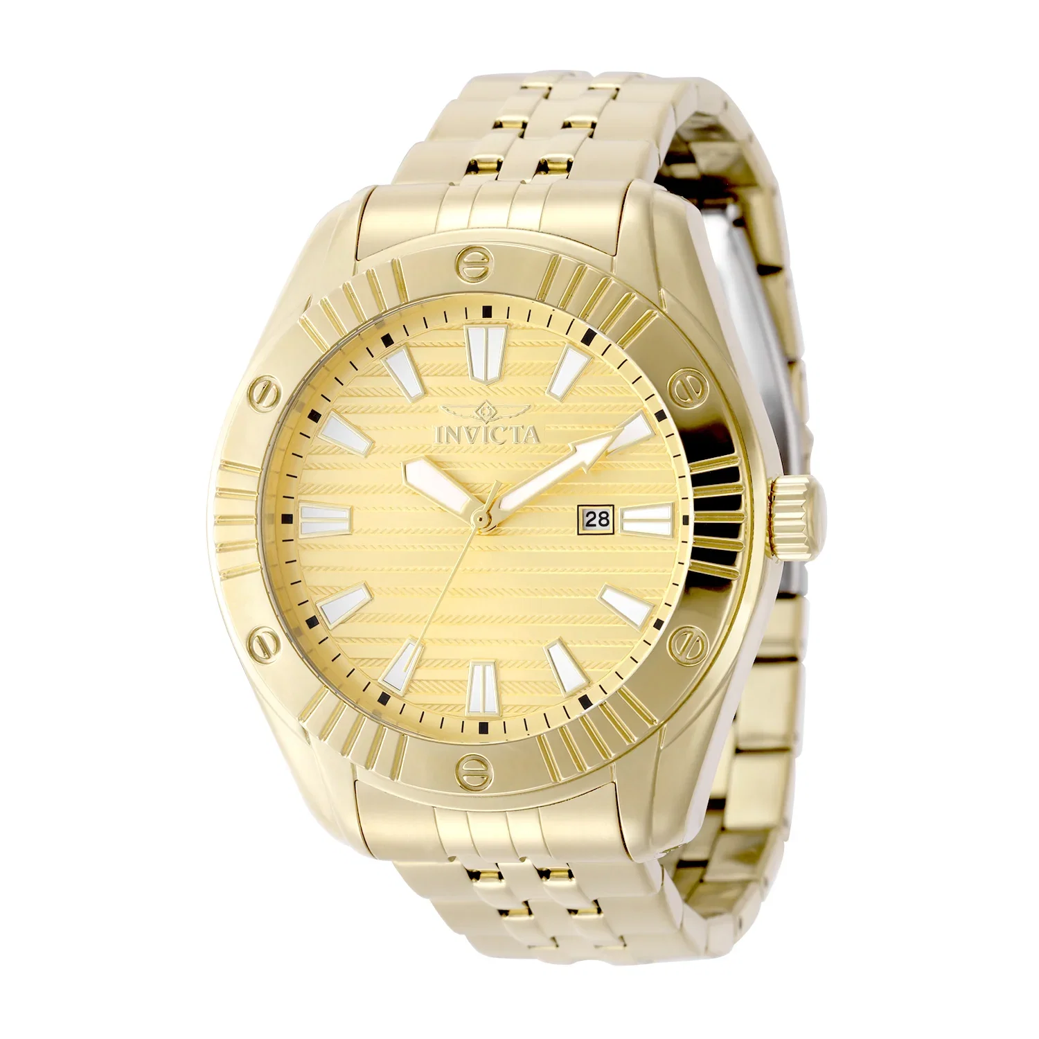Image of Invicta Women's 47mm Angel Quartz Date Nail Head Goldtone Monochromatic Bracelet Watch