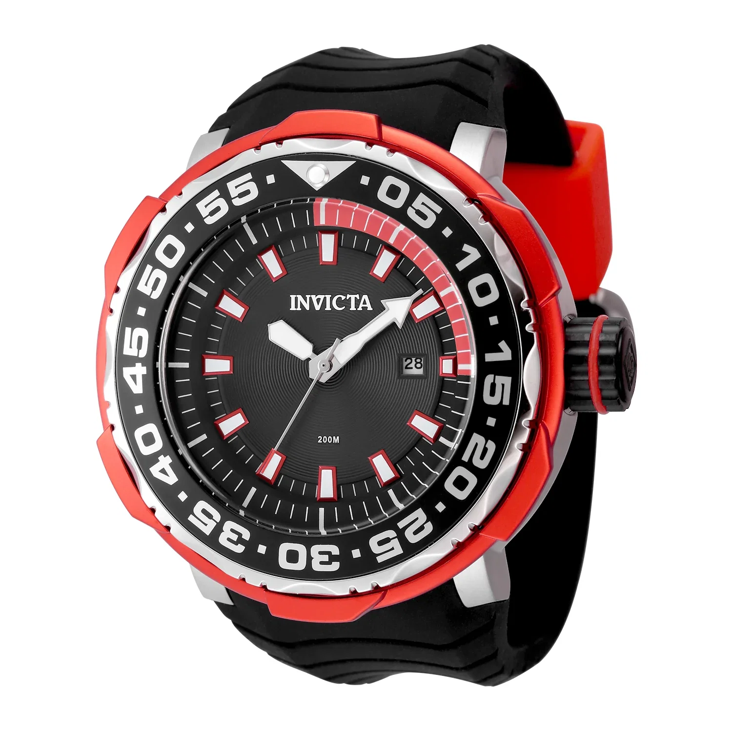Image of Invicta Men's 52mm Pro Diver Ocean Voyage Quartz Date Red & Black Silicone Strap Watch