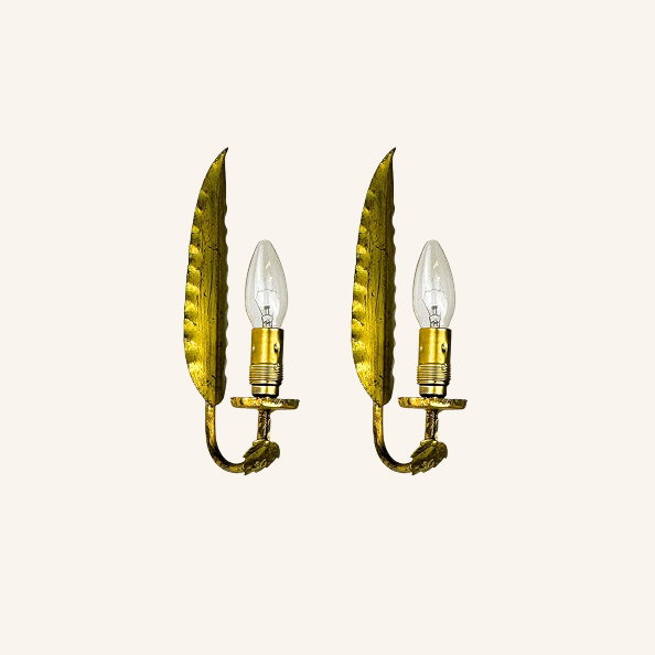 Spanish Foliage Wall Sconces, 1970s