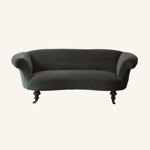 Mohair Velvet Kidney Sofa, 1800s