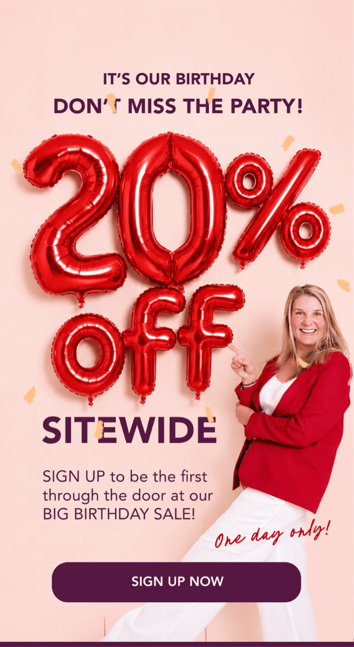 birthday sale sign up