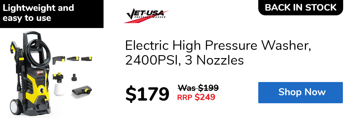 Electric High Pressure Washer, 2400PSI, 3 Nozzles