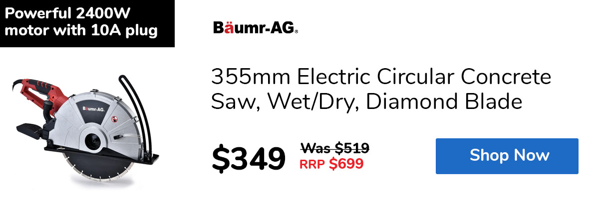 355mm Electric Circular Concrete Saw, Wet/Dry, Diamond Blade