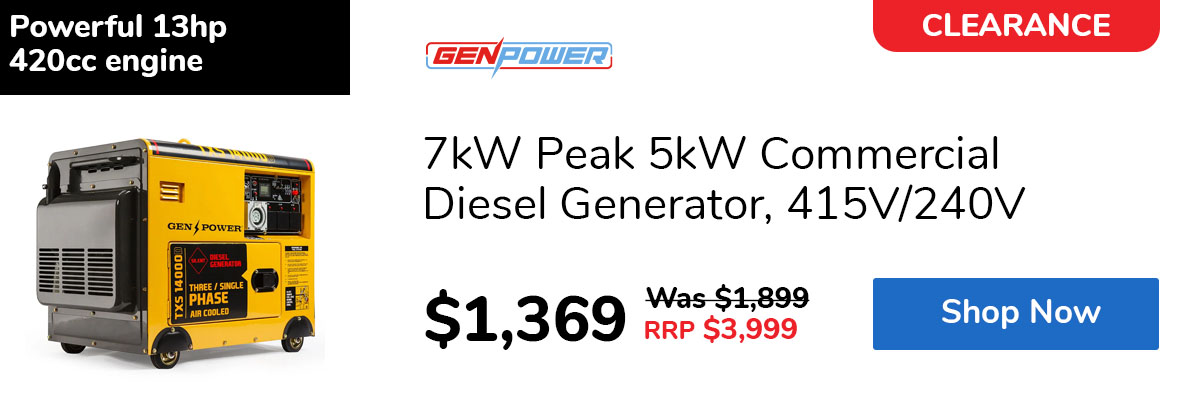 7kW Peak 5kW Commercial Diesel Generator, 415V/240V