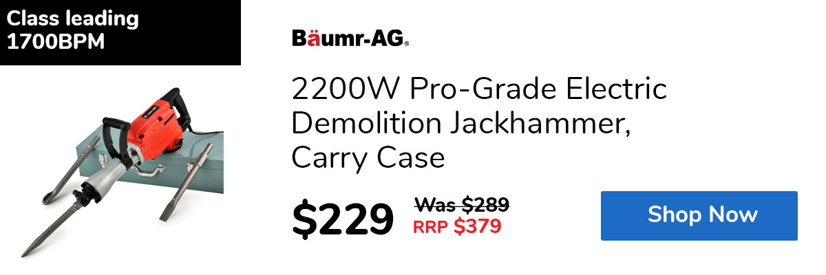 2200W Pro-Grade Electric Demolition Jackhammer, Carry Case