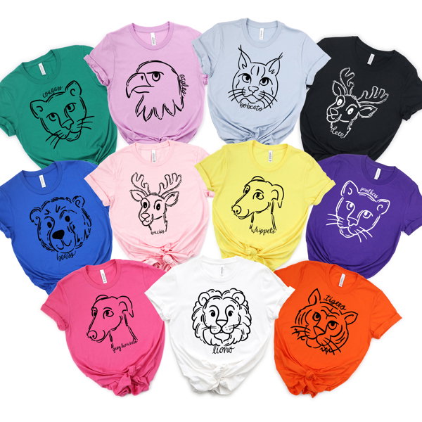 Custom Doodle Mascot T-Shirts - over 100 Masocts!