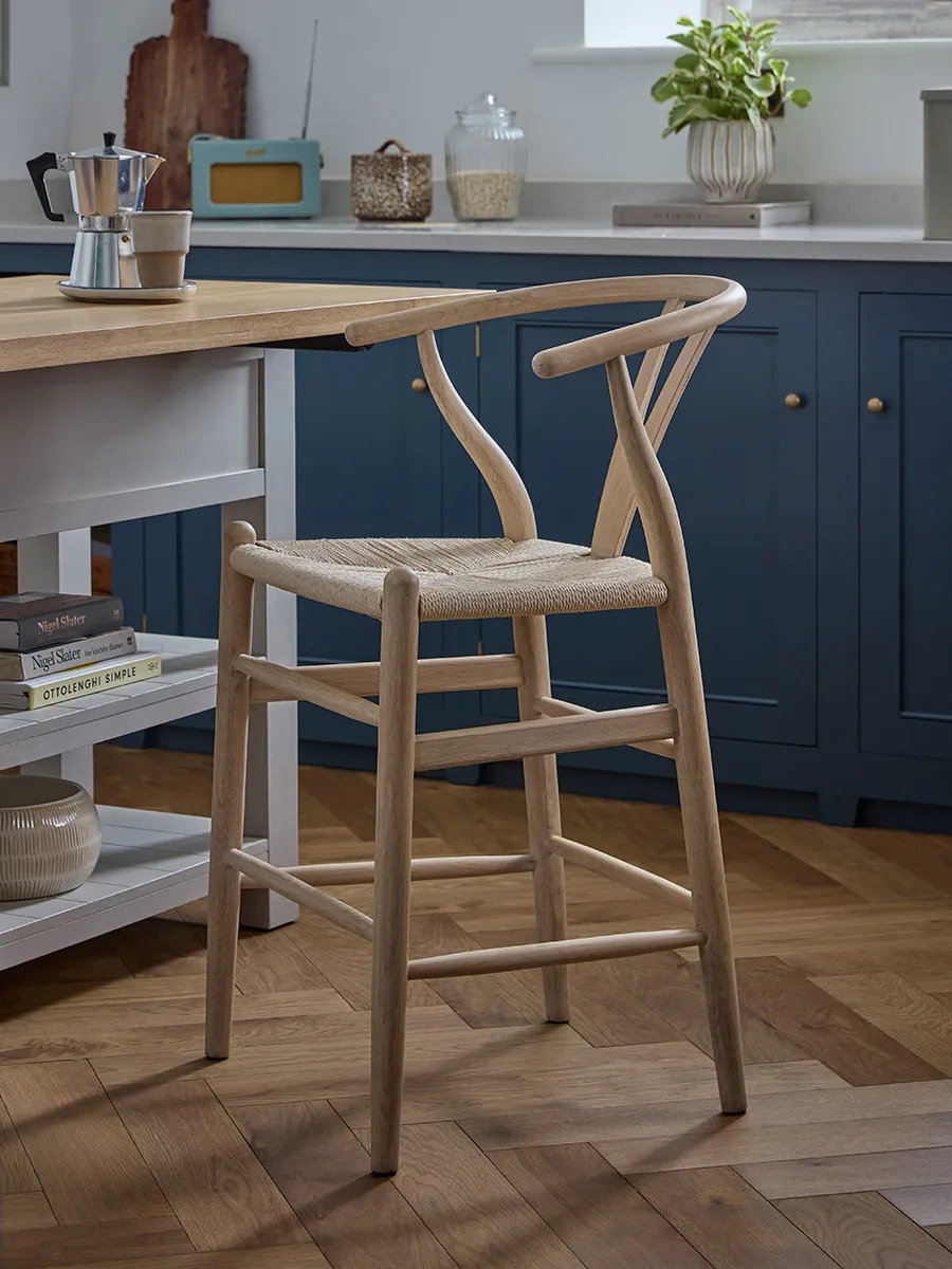 Oak Bow Back Counter Stool