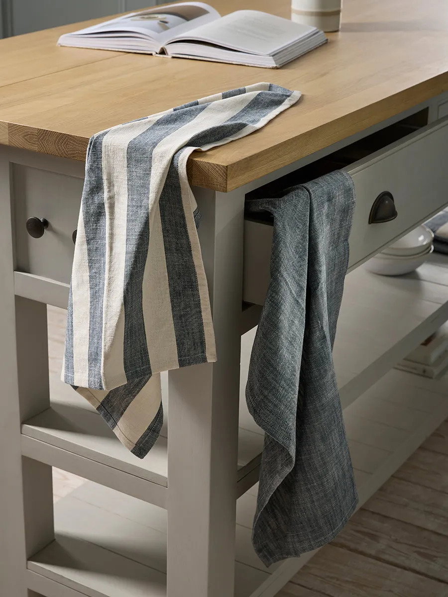 Two Cotton Tea Towels - Nautical Stripe